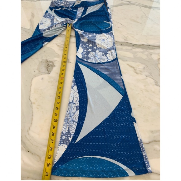 EMILIO PUCCI BLUE WHITE PRINT VISCOSE PANTS GOLD SIDE ZIPPER SIZE IT 42 / US 8 - Picture 15 of 17